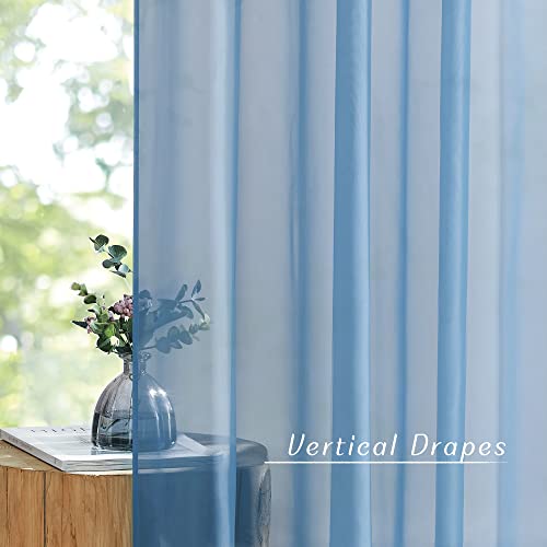 Voile Sheer Stone Blue Curtains 84 Inches Long (Stone Blue / 54"W x 84"L (Pack of 2))