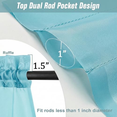 Sheer Curtains 84 Inches Long 2 Panels (42"W x 84"L (Pack of 2) / Aqua)