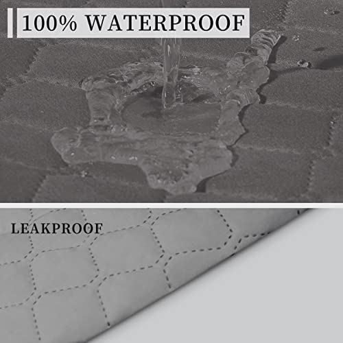 Double Protection 100% Waterproof Loveseat Sofa Covers for Living Room (Gray/Light Gray / Loveseat Medium)
