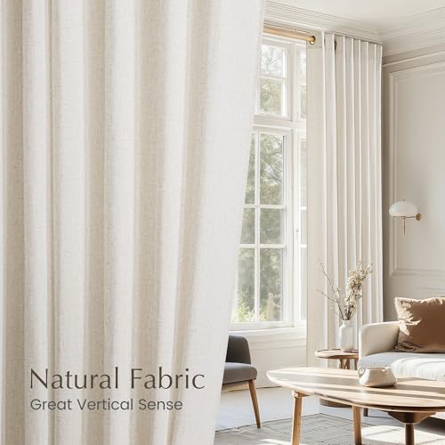 Vanilla Thick Linen Curtains 84 Inches Long (Vanilla / 55"W x 84"L (Pack of 2))