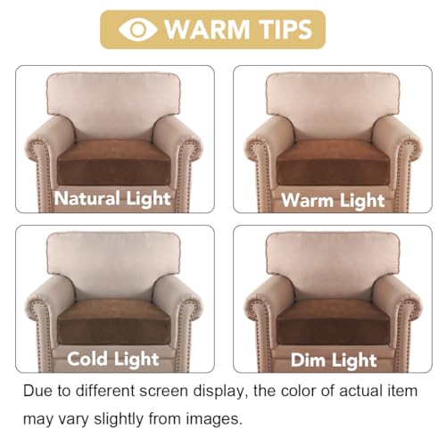 Velvet Stretch Couch Cushion Cover Plush Cushion Slipcover for Chair Cushion Furniture Protector Seat Cushion Sofa Cover (Caramel Cafe / 1 Cushion Armchair)