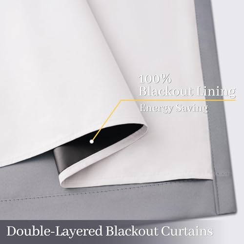 100% Blackout Curtains W100xL84 inch Black Sliding Door Drapes (Grey / 100"W x 84"L (Pack of 1))