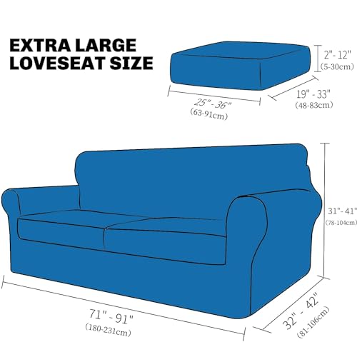 3 Piece Stretch Sofa Cover (71"-91"(2 Cushions) / Dusty Pink)