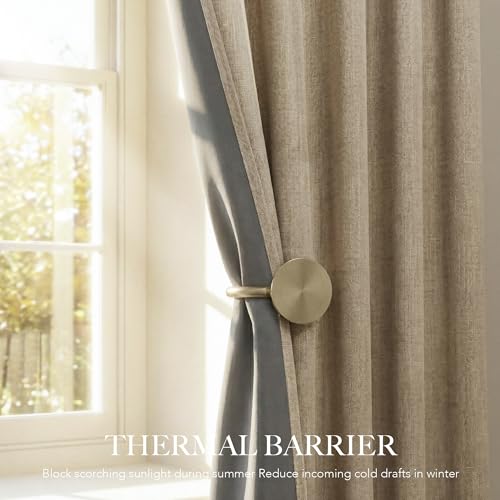 Burlap Linen Textured 100% Blackout Curtains 108 Inches for Loft (Burlap / 52"W x 108"L (Pack of 2))
