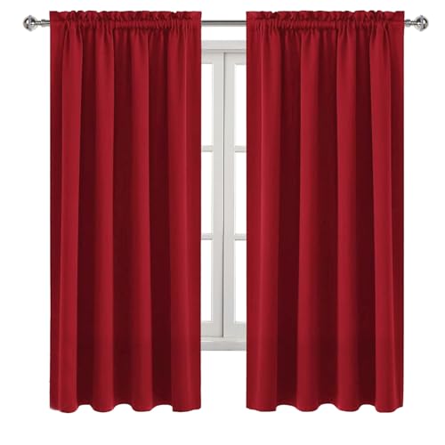 Blackout Curtains for Bedroom Living Room 52 x 63 Inch Long Red (Red / 52"W x 63"L (Pack of 2))
