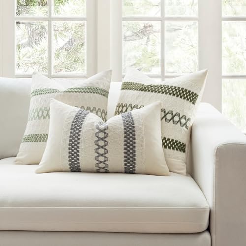 Set of 2 Gray Boho Decorative Pillow Covers 18x18 Inch (18" x 18" (Pack of 2) / Gray)