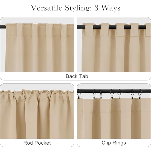 Thermal Insulated Small Window Curtains Short Drapes for Nursery Bathroom Kitchen Laundry RV Basement (Biscotti Beige / 29"W x 24"L (Pack of 2))