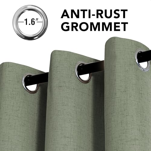 100% Blackout Linen Curtains 108" L Heathered Dried Sage (Heathered Dried Sage / 52"W x 108"L (Pack of 2))
