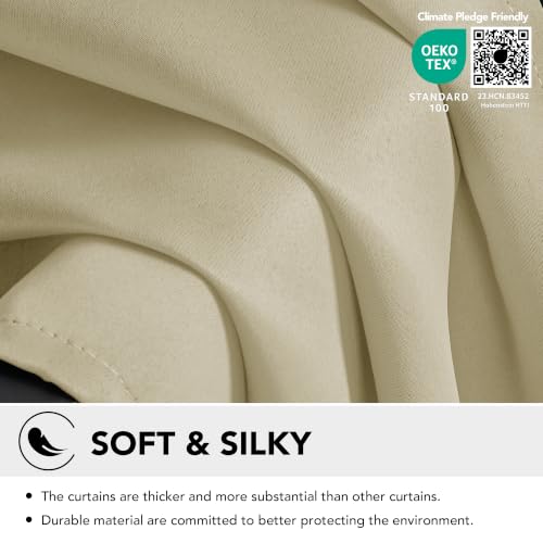 Blackout Curtains for Bedroom (Beige / 52"W x 63"L (Pack of 2))