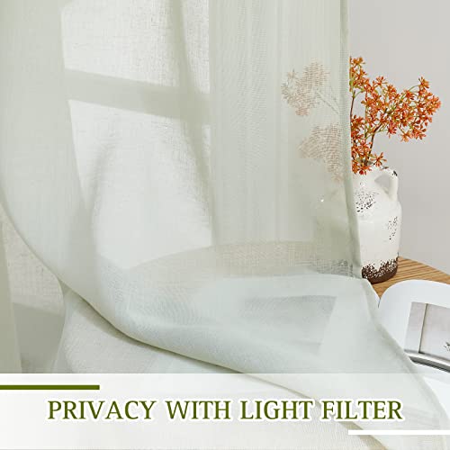 Sheer Linen Burlab Curtains & Drapes (52"W x 45"L (Pack of 2) / Sage Green)