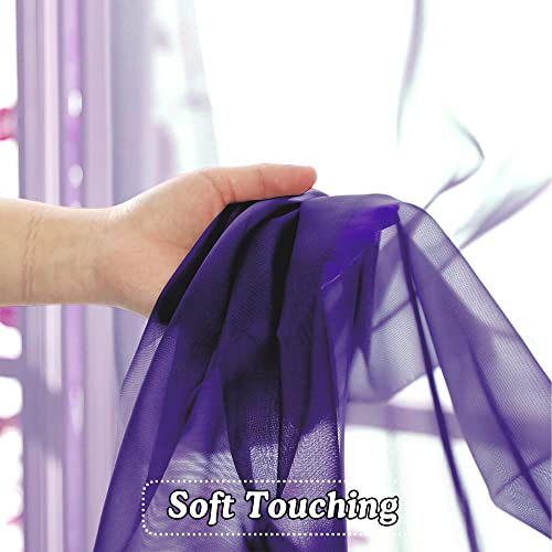 Purple Sheer Curtains 108 Inches Long (Purple / 42"W x 108"L (Pack of 2))