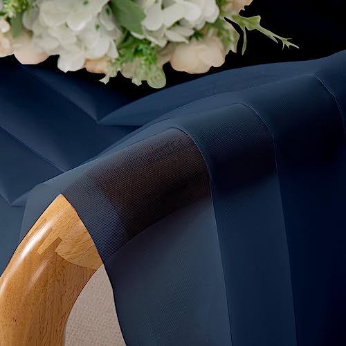 2 Panels Navy Blue Sheer Valance 14 Inches Long (40"W x 14"L (Pack of 2) / Navy Blue)
