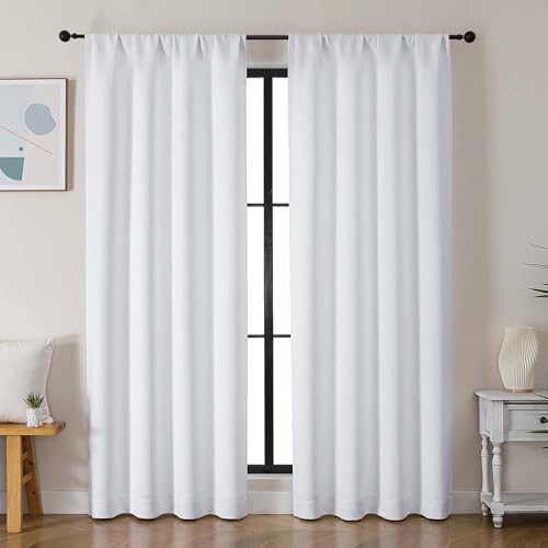 Ava Pure White Curtains for Bedroom 78 Inch Length 2 Panels Set (Pure White / 40"W x 78"L (Pack of 2))