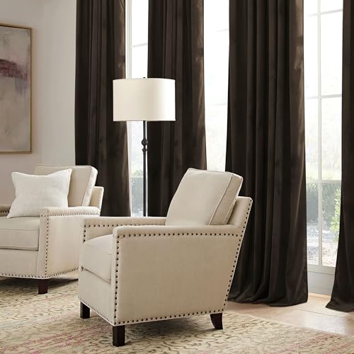 Brown Blackout Curtains 90 inches Long Velvet for Bedroom (Brown / 52"W x 90"L (Pack of 2))