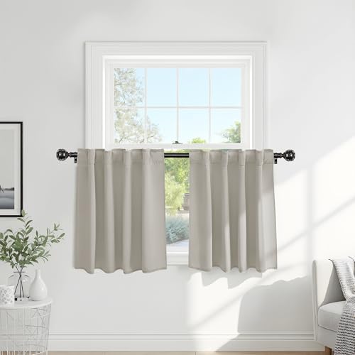 Blackout Short Cafe Curtains (Cream / 29"W x 30"L (Pack of 2))