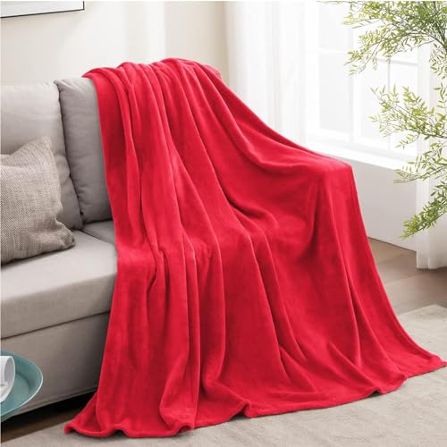 Fleece Blanket Soft Plush Twin Size Blanket Red 60"x80" (Red / Twin(60"x80"))