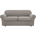 3 Piece Stretch Sofa Covers for 2 Cushion Sofa Couch Covers for Living Room Sofa Slipcovers (Medium-XL / Taupe)