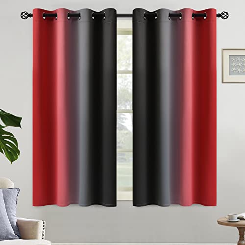 Red Black Ombre Curtains 52x54 Inche Long 2 (52"W x 54"L (Pack of 2) / Red and Black)