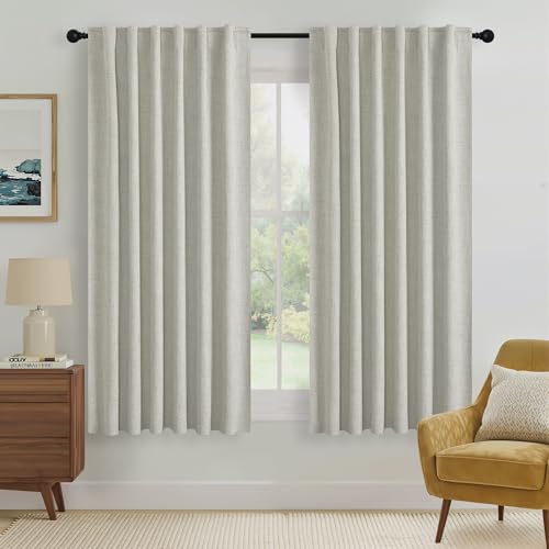 Cream 100% Blackout Curtains 63 inch Long (Cream / 52"W x 63"L (Pack of 2))