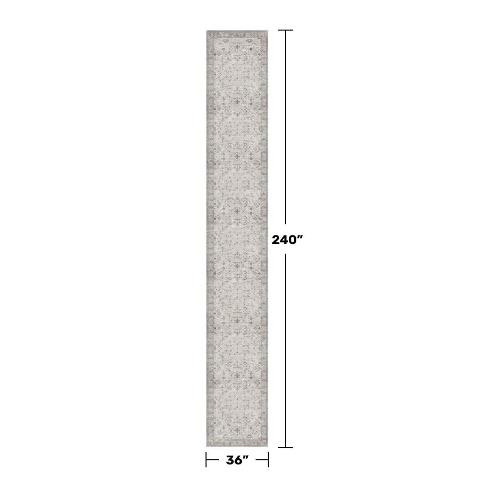 Boho Washable 3x20 Extra Long Hallway Runner Rug (3' x 20' (Runner) / Light Gray / Sage)