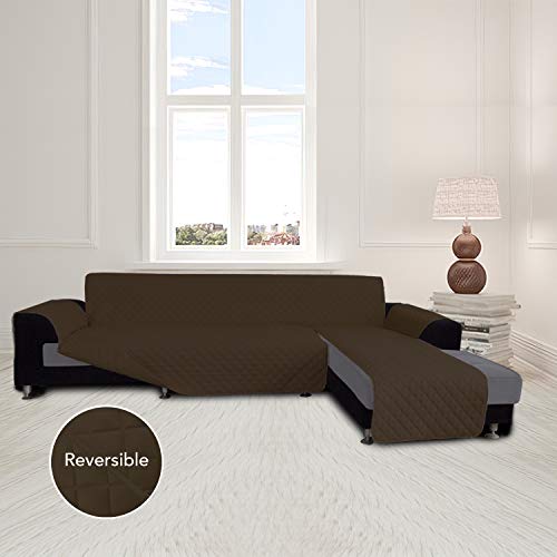 Reversible L Shape Sectional Couch Cover (X-Large / Coffee/Coffee)