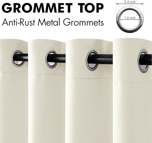 Cream Blackout Bedroom Curtains Drapes 84 Inch Long 52"x84" (Cream / 52"W x 84"L (Pack of 2))