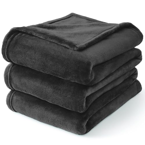 Fleece Blanket Soft Plush Throw for Couch Charcoal Grey 50"x70" (Charcoal Grey / Throw XL(50"x70"))