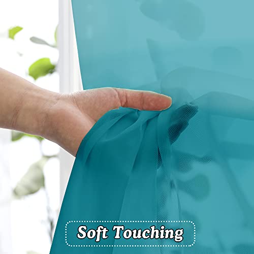 Turquoise Sheer Curtains 45 Inches Long 2 Panels (Turquoise / 42"W x 45"L (Pack of 2))