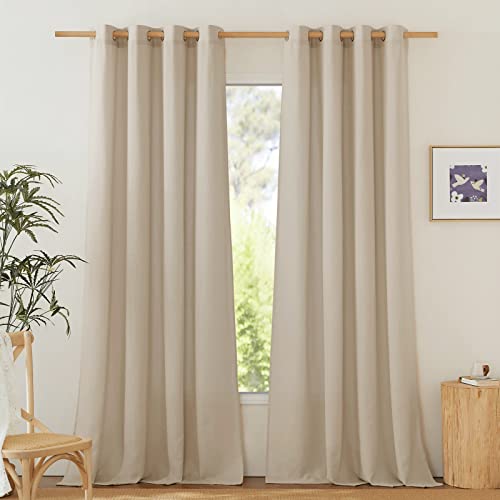 Rustic Linen 132 inch Long Curtains for Living Room (Angora / 55"W x 132"L (Pack of 2))