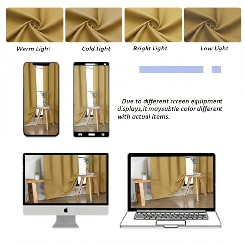 Ava Bright Gold Short Blackout Curtains for Bedroom 45 Inches Long 2 Panels Set (Bright Gold / 40"W x 45"L (Pack of 2))