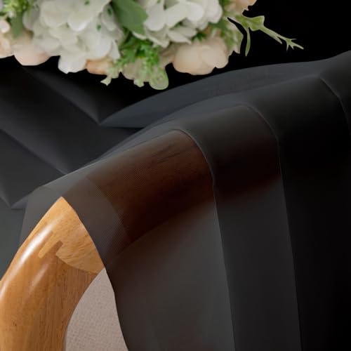 Sheer Curtains 63 Inch Length 2 Panels (Black / 42"W x 63"L (Pack of 2))