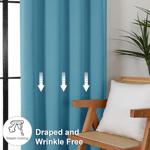 Ava Turquoise Short 36 Inches Blackout Curtain 2 Panels Set (Turquoise / 40"W x 36"L (Pack of 2))