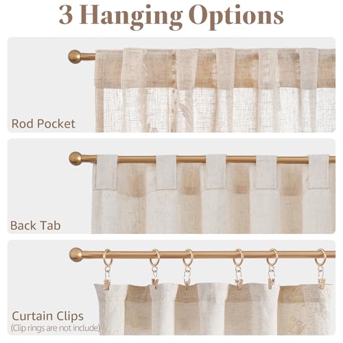 Ivory Floral Linen Kitchen Tier Curtains 50x45 Inch 2 Panels (A| Ivory / 50"W x 45"L (Pack of 2))