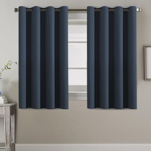 Blackout Curtain for Living Room Thermal Insulated Window Treatment Curtain 54 inch Length Energy Saving Solid Grommet Top Blackout Drape (52"W x 54"L (Pack of 1) / Navy Blue)