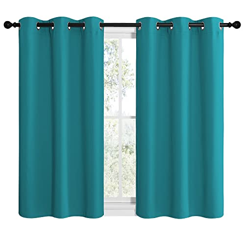 ROM Darkening Curtains 40 inch Length 2 Panels (Peacock Teal / 42"W x 40"L (Pack of 2))