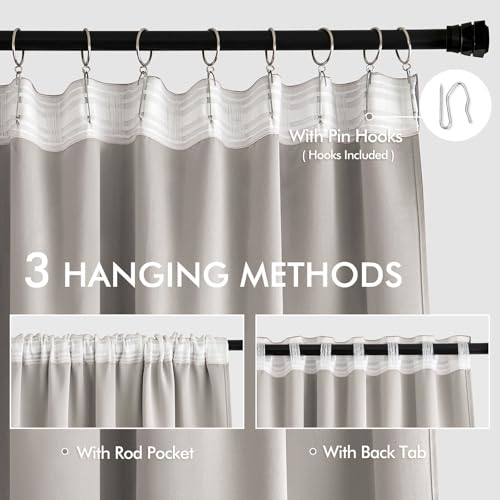Cobblestone Back Tab Blackout Curtains 52x90 Inch Long 2 Panels Set (Cobblestone / 52"W x 90"L (Pack of 2))