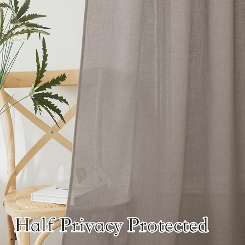 Sheer Curtains 102 inches (Birch Brown / 52"W x 102"L (Pack of 2))