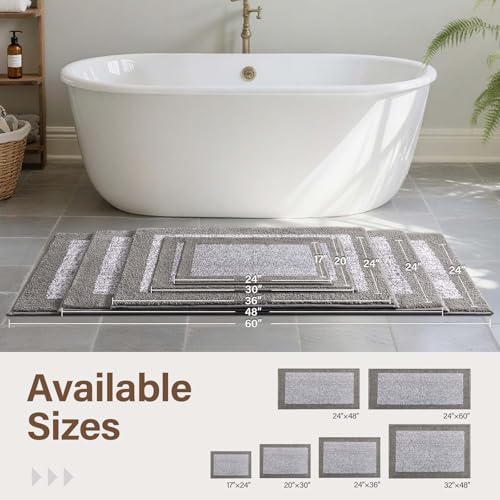 48x32 Bathroom Rugs Non Slip Washable (Light Grey / 2'8" x 4' (Rectangular))