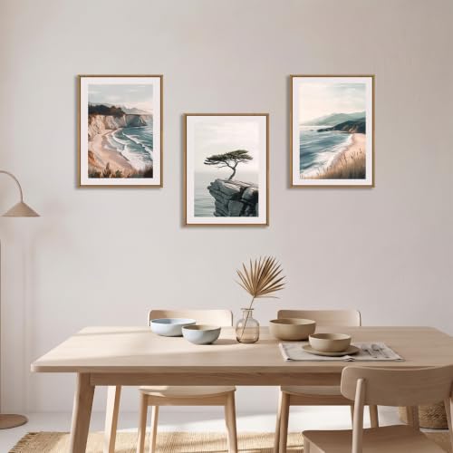 Amalfi Coastal Beach Framed Canvas Wall Art Set (Coastal Beach Wall Art / 12"L x 16"W)