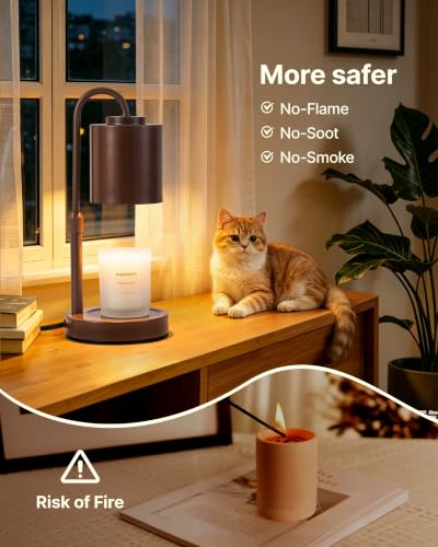 Dimmable Candle Warmer Lamp with Timer (Brown)
