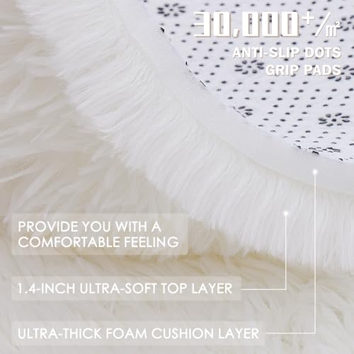 Ivory Round Rugs for Bedroom (3 Ft Round / Ivory)