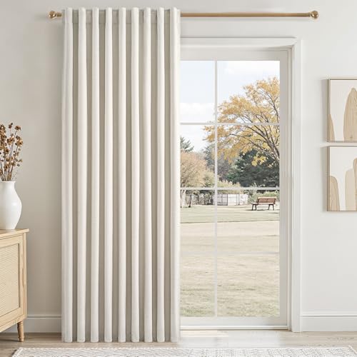 Birch Cream Extra Wide 72 Inches Blackout Curtains for Living Room Ivory Linen Blend Pleated Farmhouse Drapes Back Tab Pleated Rod Pocket Ceiling Track Large Windows Burg (Birch / 72"W x 90"L (Pack of 1))