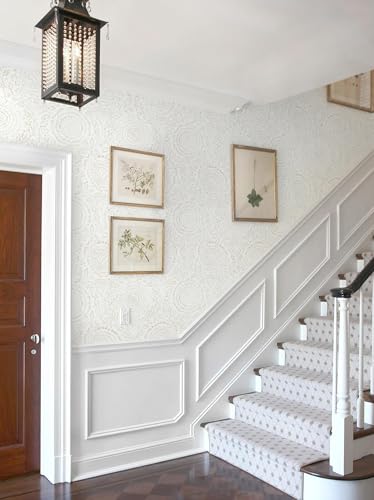 Boho Peel and Stick Wallpaper Modern Floral Wall Paper Neutral Beige Contact Paper Self Adhesive Removable Renter Friendly Wallpaper for Bedroom and Living Room Shelf Liner Vinyl 17.3'' x 385'' (Light Beige / 17.3" x 385")