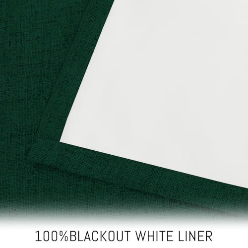 Dark Green Linen Textured Curtains 84 Inches Long for Living Room (Linen Dark Green / 52"W x 84"L (Pack of 2))