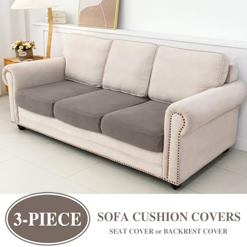 Couch Cushion Covers Seat Cushion Cover Stretch Couch Cover Separate Sectional Sofa Slipcovers Furniture Protector (Taupe / 3PC Seat Cover or Backrest)