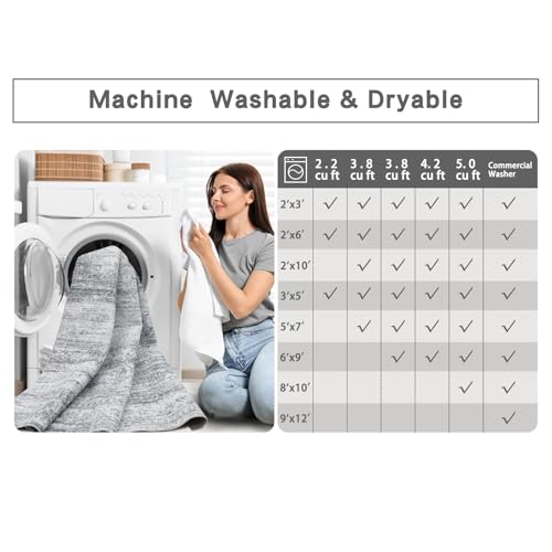 5x7 Washable Area Rugs for Living Room (5' x 7' (Rectangular) / Grey-cream)