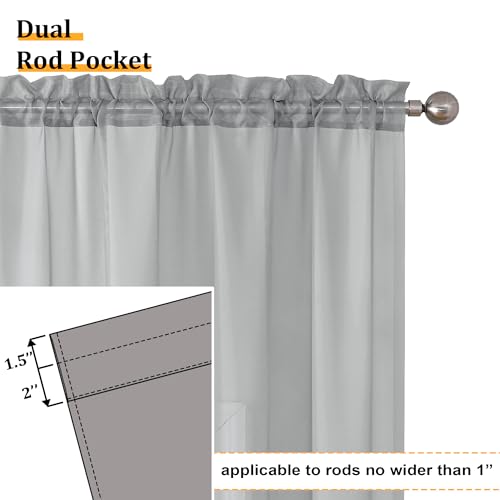Light Grey Sheer Window Curtains 63 Inches Long 2 PCS (40"W x 63"L (Pack of 2) / Light Grey)