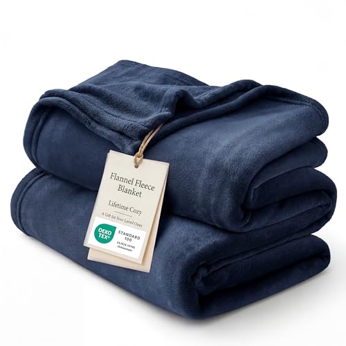 Soft Cozy Warm Fleece Throw Blanket for Couch Navy 50"x70" (02 - Navy / Throw XL (50" X 70"))