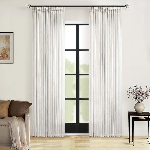 Cream Ivory Linen Curtains 80 Inches Long 2 Panels Pinch Pleated Natural (Natural / 40"W x 80"L (Pack of 2))
