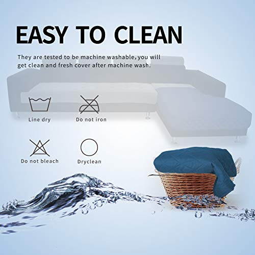 Sectional Couch Covers for Dogs L Shape Sofa Cover Reversible Sofa Slipcover Chaise Lounge Cover Furniture Protector Cover for Pets Dog Cat (42" x 52" / Peacock Blue/Peacock Blue)